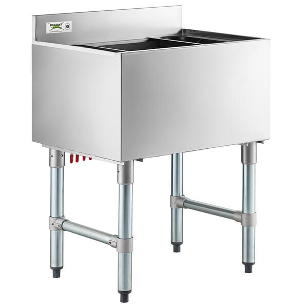 Scratch and Dent Regency 18" x 24" Underbar Ice Bin with 7 Circuit Post-Mix Cold Plate and Bottle Holders - 51 lb.