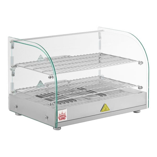 Scratch and Dent Carnival King HDCG2A Silver Curved Glass Full Service Hot Food Display Case with 2 Shelves - 120V, 800W