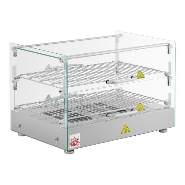 Scratch and Dent Carnival King HDSG2A Silver Square Glass Full Service Hot Food Display Case with 2 Shelves - 120V, 800W