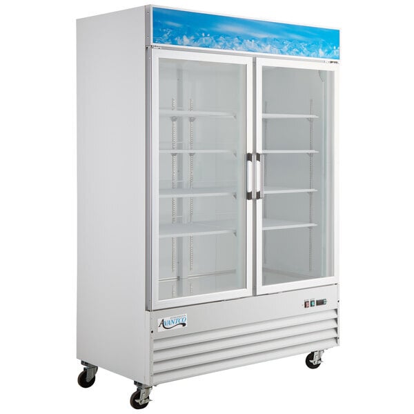 Scratch and Dent Avantco GDC-49F-HC 53" White Customizable Swing Glass Door Merchandiser Freezer with LED Lighting