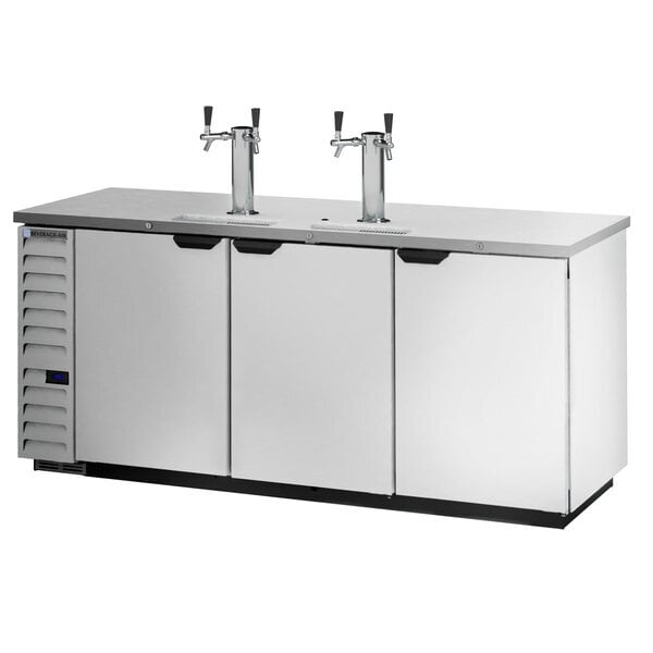 Scratch and Dent Beverage-Air DD78HC-1-S (2) Double Tap Kegerator Beer Dispenser - Stainless Steel, (4) 1/2 Keg Capacity