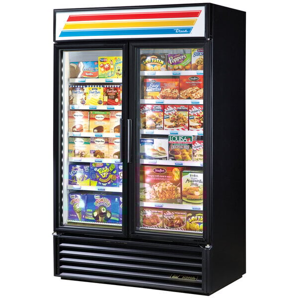 Scratch and Dent True GDM-43F-HC~TSL01 47 1/8" Black Glass Door Merchandiser Freezer with LED Lighting