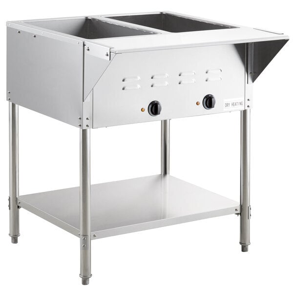 Scratch and Dent Avantco STE-2S Two Pan Open Well Electric Steam Table with Undershelf - 120V, 1000W