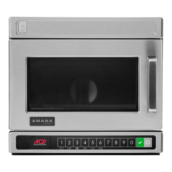 Scratch and Dent Amana HDC18Y2 Heavy-Duty Stainless Steel Compact Commercial Microwave with Push Button Controls - 208/240V, 1800W