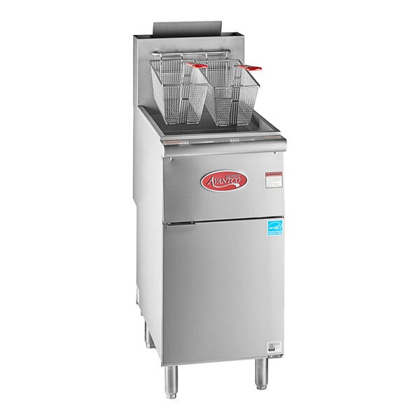 Scratch and Dent Avantco F3-ES-P 35-40 lb. Liquid Propane Stainless Steel Floor Fryer - 70,000 BTU