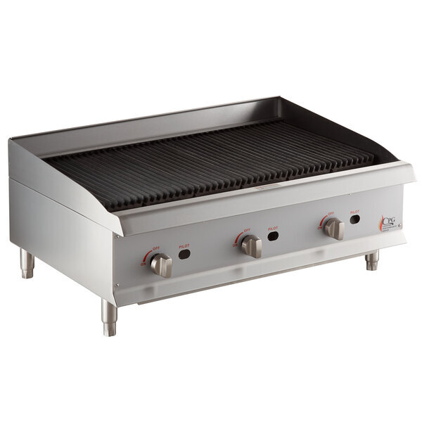 Scratch and Dent Cooking Performance Group CL-CPG-36-NL 36" Gas Countertop Lava Briquette Charbroiler - 120,000 BTU