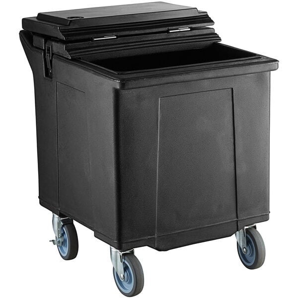 Scratch and Dent CaterGator 125 lb. Capacity Black Mobile Ice Bin with Flip Lid