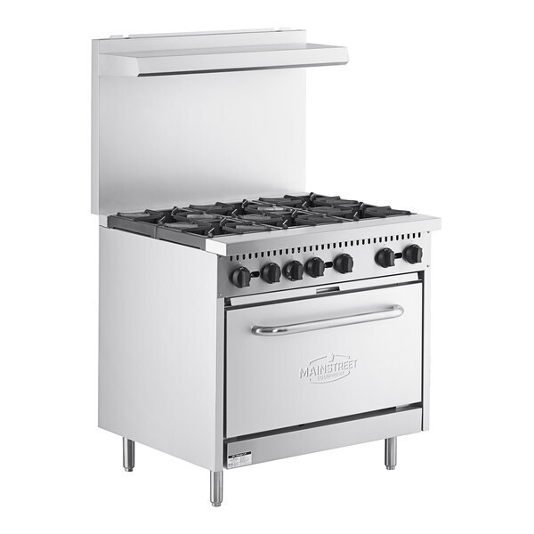 Scratch and Dent MainStreet Equipment E36-L Liquid Propane 6 Burner 36" Range with Standard Oven - 210,000 BTU