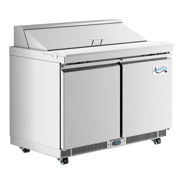 Scratch and Dent Avantco ZPT-48-FB-HC 48" 2 Door Front Breathing Cutting Top Refrigerated Sandwich Prep Table