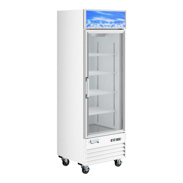 Scratch and Dent Avantco GDC-12F-HC 27" White Customizable Swing Glass Door Merchandiser Freezer with LED Lighting