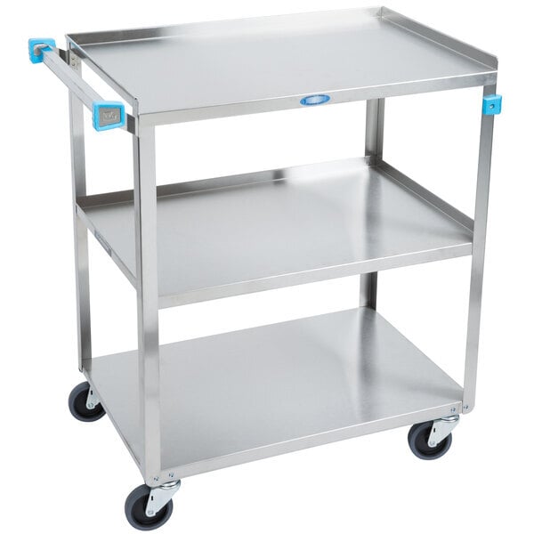 Scratch and Dent Lakeside 322 Standard Duty Stainless Steel 3 Shelf Utility Cart - 18 3/8" x 30 3/4" x 33"