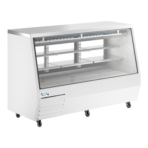 Scratch and Dent Avantco DDLC-84-W 84" White Square Glass Refrigerated Double-Duty Deli Case
