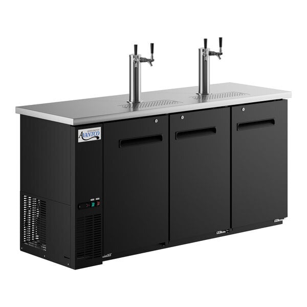 Scratch and Dent Avantco UDD-72-HC (2) Double Tap Kegerator Beer Dispenser - Black, (3) 1/2 Keg Capacity