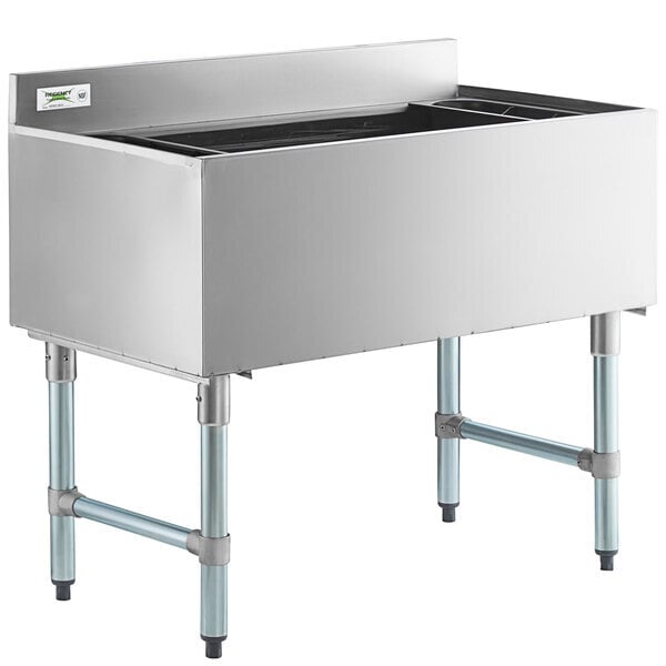 Scratch and Dent Regency 21" x 36" Underbar Ice Bin with 10 Circuit Post-Mix Cold Plate and Bottle Holders