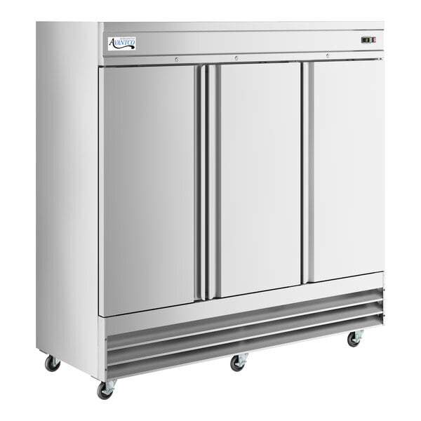 Scratch and Dent Avantco SS-3F-HC 81 5/16" Stainless Steel Solid Door Reach-In Freezer