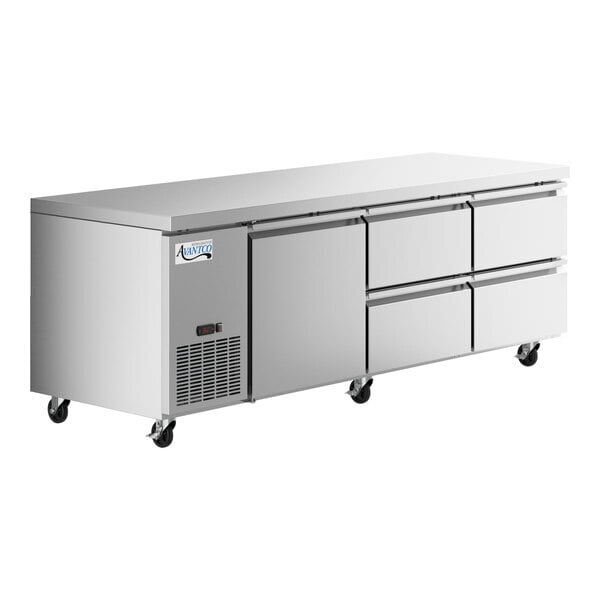 Scratch and Dent Avantco SS-UD-3RG 93" Stainless Steel Extra Deep Undercounter Refrigerator with 4 Right Drawers and 1 Door