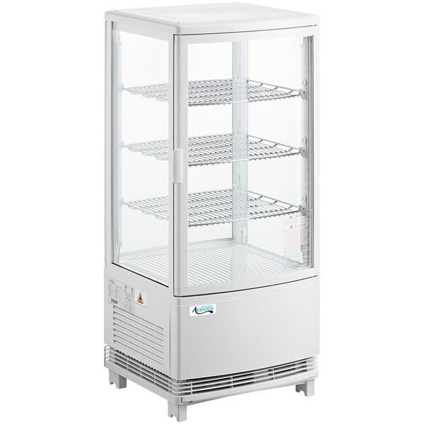 Scratch and Dent Avantco GSM-3-2-HC White Glass Sided Pass-Through Countertop Display Refrigerator