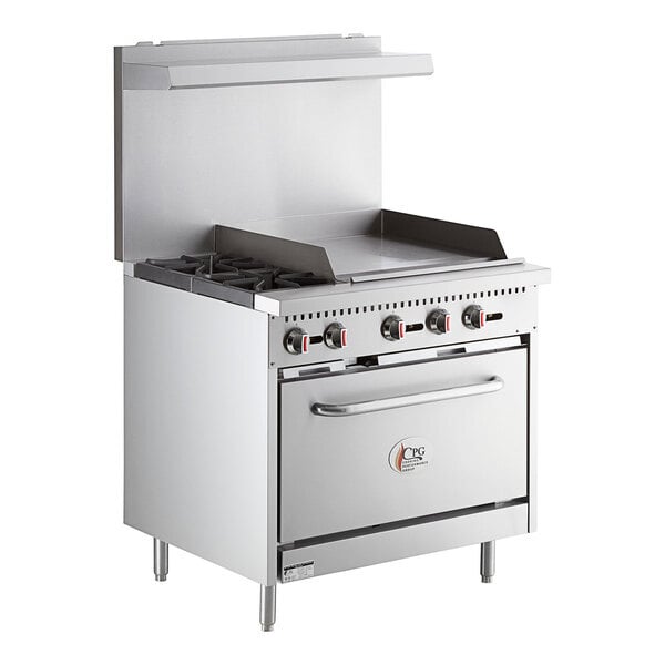 Scratch and Dent Cooking Performance Group S36-G24-L Liquid Propane 2 Burner 36" Range with 24" Griddle and Standard Oven - 130,000 BTU