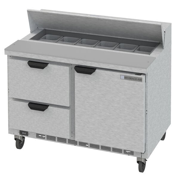 Scratch and Dent Beverage-Air SPED48HC-12-2 48" 1 Door 2 Drawer Refrigerated Sandwich Prep Table