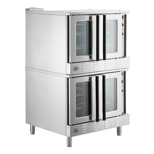 Scratch and Dent Cooking Performance Group FGC-20-DDNK Deep Depth Double Deck Full Size Natural Gas Convection Oven with Legs - 120,000 BTU