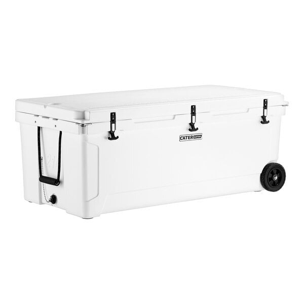 Scratch and Dent CaterGator CG200WHW White 210 Qt. Mobile Rotomolded Outdoor Cooler / Ice Chest