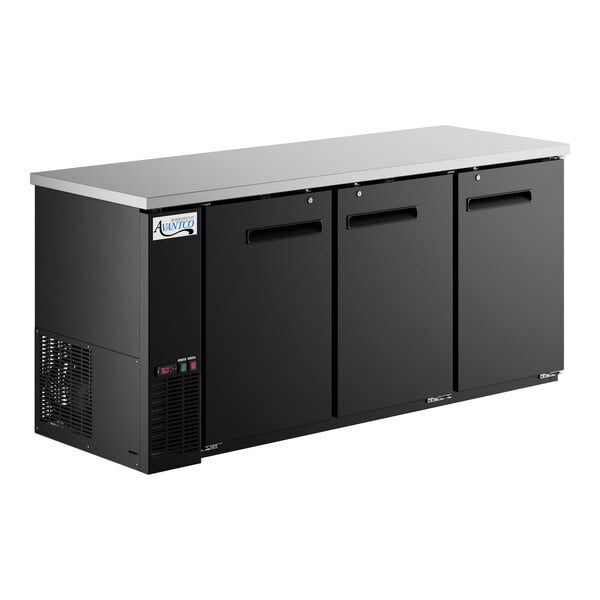 Scratch and Dent Avantco UBB-378-HC 78" Black Counter Height Solid Door Back Bar Refrigerator with LED Lighting