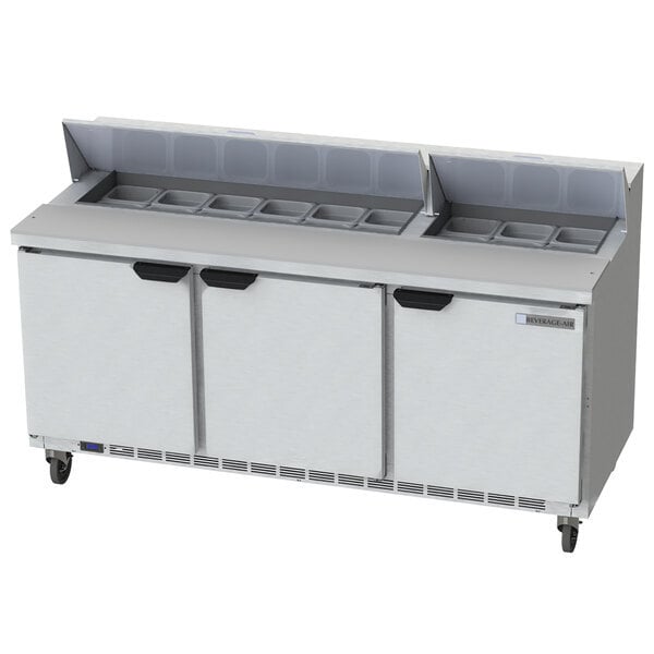 Scratch and Dent Beverage-Air SPE72HC-18 Elite Series 72" 3 Door Refrigerated Sandwich Prep Table