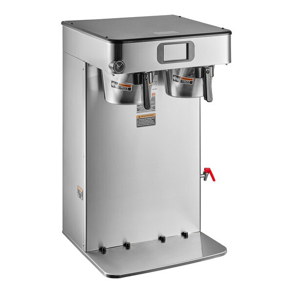 Scratch and Dent Bunn 53400.0101 ICB Twin Tall Platinum Edition Infusion Series Black / Silver Twin Automatic Coffee Brewer - 120/240V, 6000W