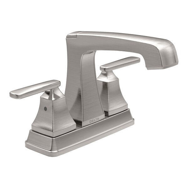 Scratch and Dent Delta Faucet 2564-SSMPU-DST Ashlyn 1.2 GPM Deck-Mount Stainless Finish Lavatory Faucet with 4" Centers, Lever Handles, and Metal Pop-Up Drain