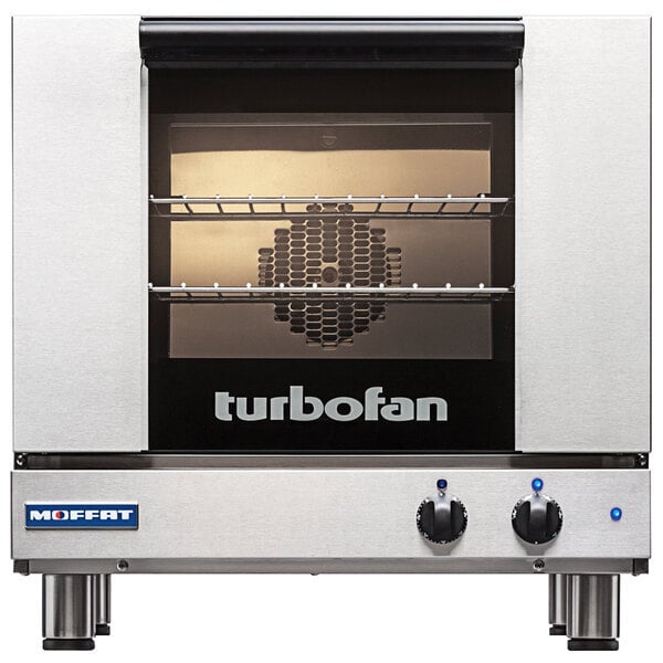 Scratch and Dent Moffat E23M3-T Turbofan Single Deck Half Size Electric Convection Oven with Mechanical Controls - 220-240V, 1 Phase, 3 kW