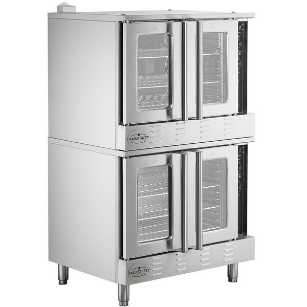 Scratch and Dent MainStreet Equipment EC2-C Double Deck Electric Full Size Convection Oven with Legs - 208V, 3 / 1 Phase, 11 kW