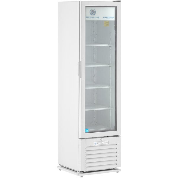 Scratch and Dent Beverage-Air MT08-1H6W 19" Marketeer Series White Refrigerated Glass Door Merchandiser with LED Lighting