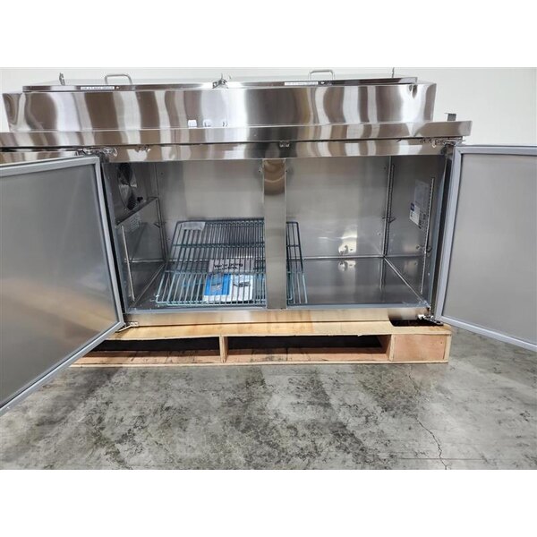 Scratch and Dent Avantco SSPPT-2 68" 2 Door Refrigerated Pizza Prep Table