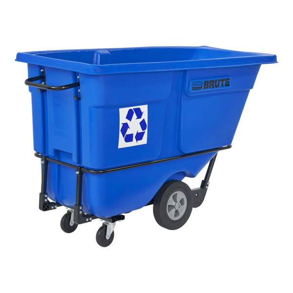 Scratch and Dent Rubbermaid® 2089826 BRUTE Blue 1 Cubic Yard Recycling Tilt Truck / Trash Cart (1250 lb.)