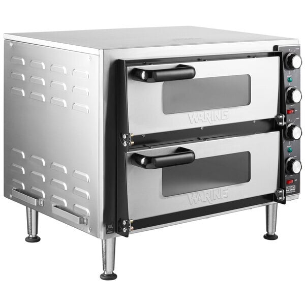 Scratch and Dent Waring WPO350 Countertop Double Pizza / Snack Oven - 240V, 3500W
