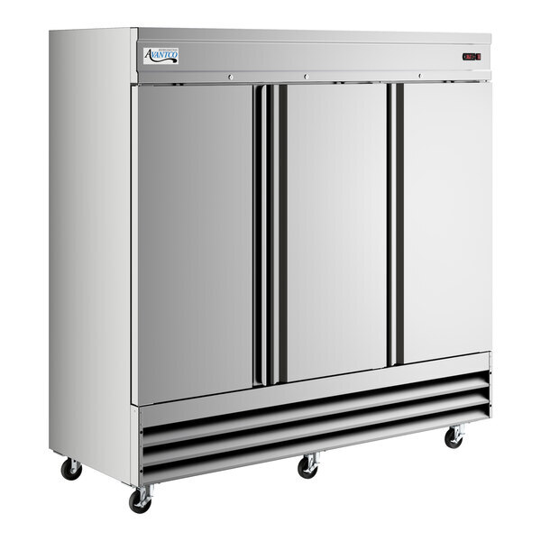 Scratch and Dent Avantco SS-3R-HC 81 5/16" Stainless Steel Solid Door Reach-In Refrigerator
