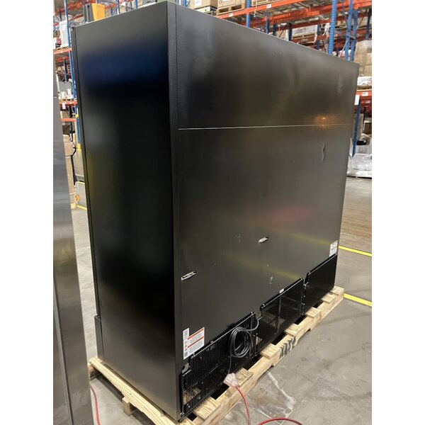 Scratch and Dent True FLM-81~TSL01 80 3/4" Black Refrigerated Glass Door Merchandiser with LED Lighting and Full Length Doors