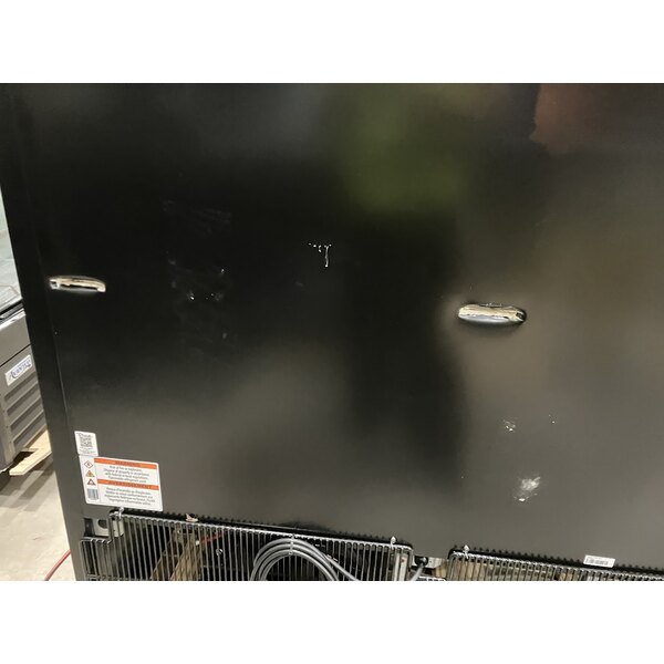 Scratch and Dent True FLM-81~TSL01 80 3/4" Black Refrigerated Glass Door Merchandiser with LED Lighting and Full Length Doors