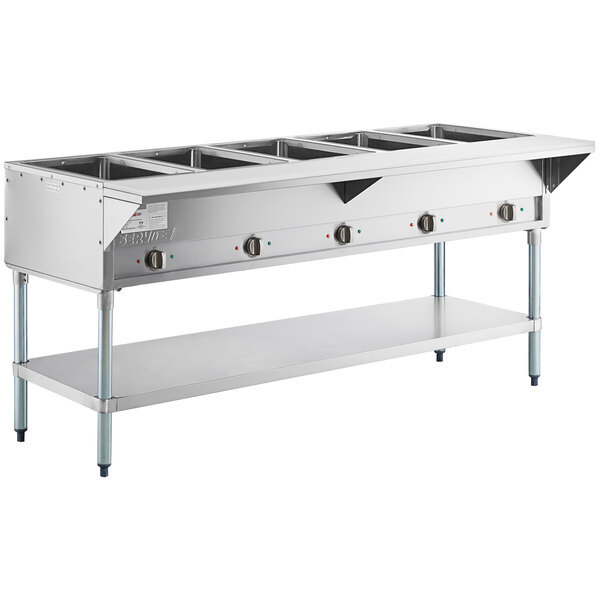 Scratch and Dent ServIt EST-5WS Five Pan Sealed Well Electric Steam Table with Adjustable Undershelf - 208/240V, 3750W