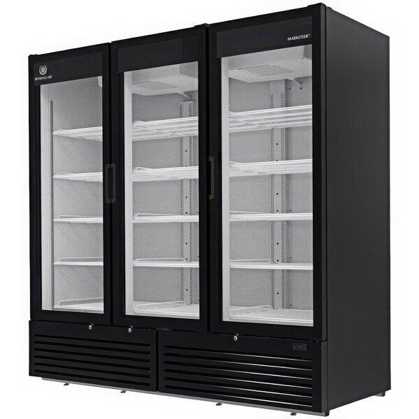 Scratch and Dent Beverage-Air MT72-1B 79" Marketeer Series Black Refrigerated Swing Glass Door Merchandiser with LED Lighting