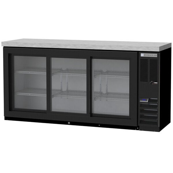 Scratch and Dent Beverage-Air BB72HC-1-GS-B-27 72" Black Counter Height Sliding Glass Door Back Bar Refrigerator