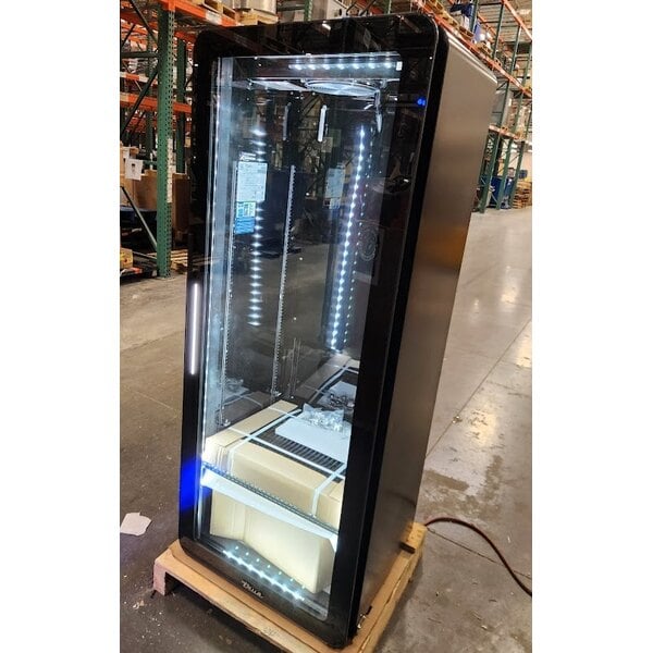 Scratch and Dent True CVM-13-HC~EGC01 24 7/8" Black Refrigerated Contemporary Glass Door Merchandiser with LED Lighting - 64" Tall