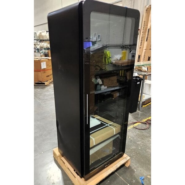 Scratch and Dent True CVM-13-HC~EGC01 24 7/8" Black Refrigerated Contemporary Glass Door Merchandiser with LED Lighting - 64" Tall