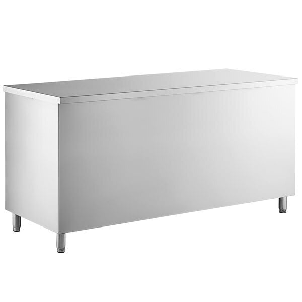 Scratch and Dent Regency 24" x 72" 16 Gauge Type 304 Stainless Steel Enclosed Base Table with Sliding Doors and Adjustable Midshelf