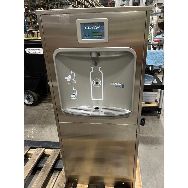 Scratch and Dent Zurn Elkay DSSBF8S ezH20 8 GPH Stainless Steel Freestanding Hands-Free Filtered Bottle Filling Station - Chilled