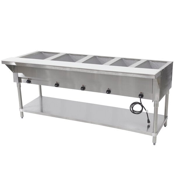 Scratch and Dent Advance Tabco HF-5E-240-X Five Pan Electric Steam Table with Undershelf - Open Well