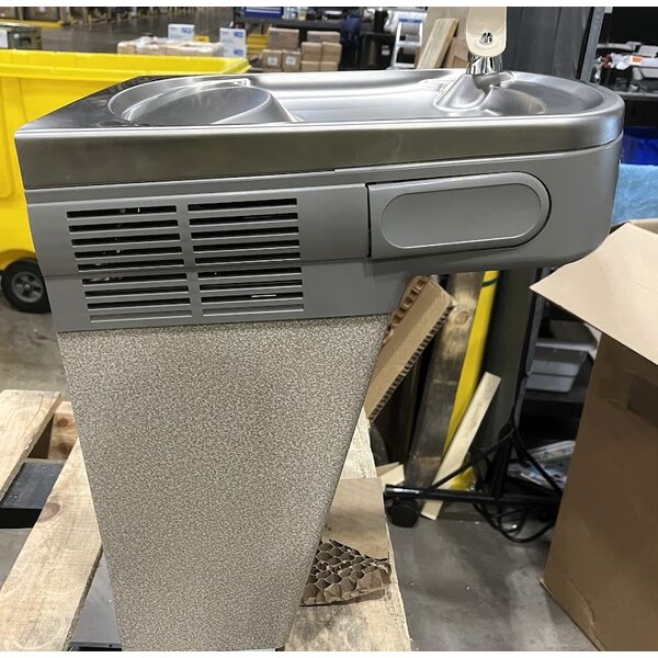 Scratch and Dent Zurn Elkay LZSTL8WSLK ezH20 8 GPH Light Gray Hands-Free Filtered Bottle Filling Station with Versatile Bi-Level Vandal-Resistant Drinking Fountain - Chilled