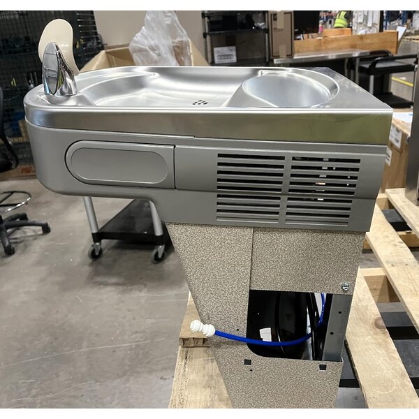 Scratch and Dent Zurn Elkay LZSTL8WSLK ezH20 8 GPH Light Gray Hands-Free Filtered Bottle Filling Station with Versatile Bi-Level Vandal-Resistant Drinking Fountain - Chilled