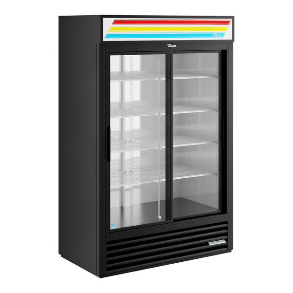 Scratch and Dent True GDM-45-HC-LD 51 1/8" Black Refrigerated Sliding Glass Door Merchandiser with LED Lighting