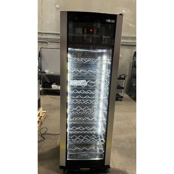 Scratch and Dent AvaValley W-4GD-15 Single Section 81-Bottle Glass-Sided Wine Merchandiser